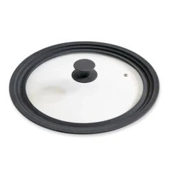 Couvercle En Verre Et Silicone Noir Multidiamètres 28, 30 Et 32 Cm