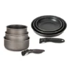 Lot 3 Casseroles Et 3 Poêles Anti-adhésives Effet Pierre Et 2 Manches Amovibles