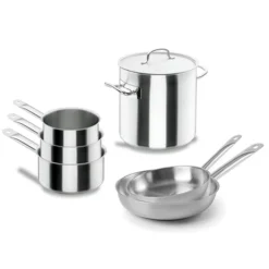 Batterie De Cuisine Tout Inox : 3 Casseroles, 2 Poêles Et 1 Marmite Chef Classic